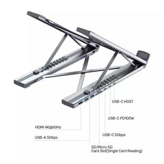 Unitek D1137AGY01 USB-C Foldable Laptop Stand with Docking Station