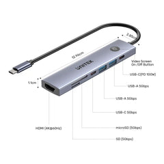 Buy Unitek H1124AGY01 uHUB S7 Pro 7-in-1 5Gbps USB-C Hub with Screen On/Off button Vmart in Pakistan