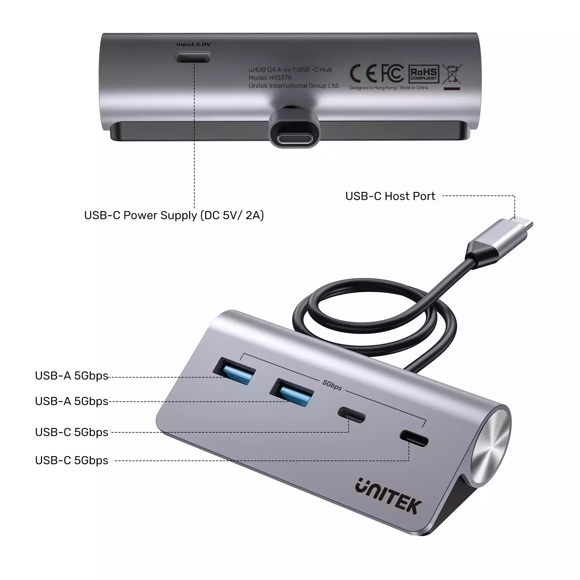 Buy Unitek H1337AGY01 uHUB Q4 4-in-1 USB-C Hub from Vmart in Pakistan