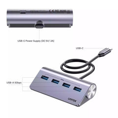 Buy Unitek H1337BGY01 uHUB Q4 4-in-1 USB -C Hub with 4 Ports USB-A from Vmart in Pakistan