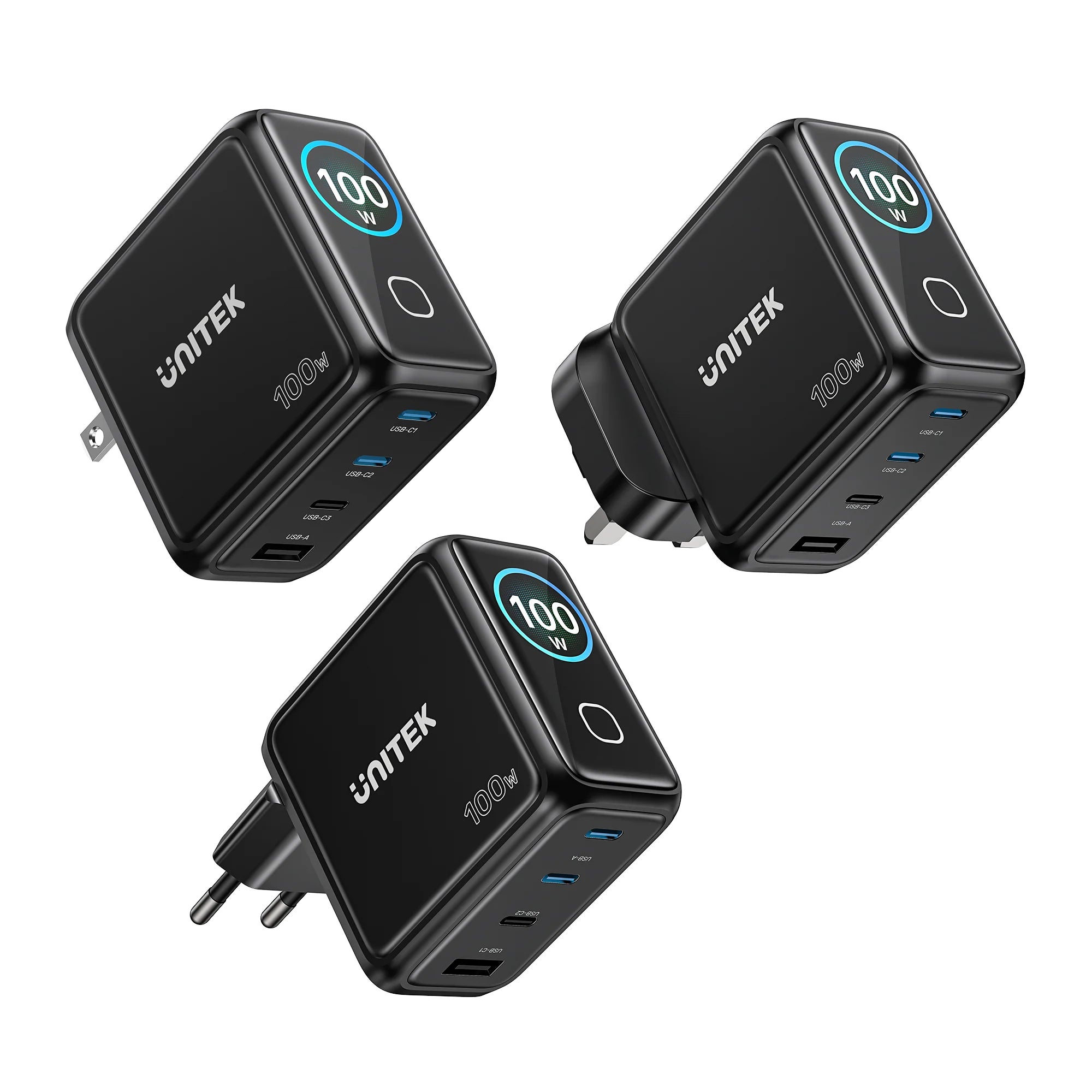 Buy Unitek P1131ABK01-EU Rexo 100W 4-Port GaN Charger with Smart Display from Vmart in Pakistan
