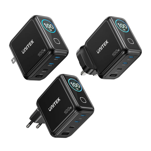 Buy Unitek P1131ABK01-EU Rexo 100W 4-Port GaN Charger with Smart Display from Vmart in Pakistan