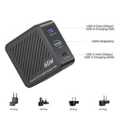 Buy Unitek P1242ABK01 Travel Tri Pro 65W 3-in-1 GaN Charger Hub Vmart in Pakistan