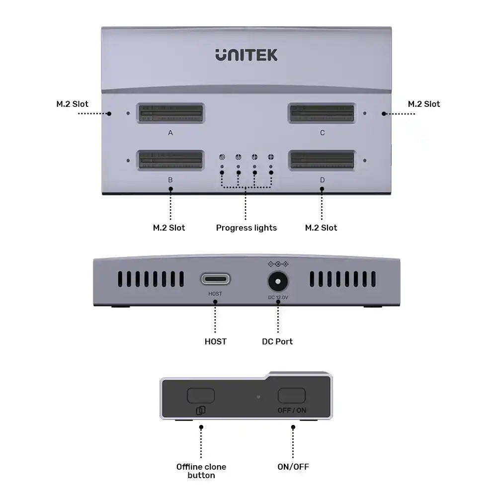 Buy Unitek S1243BGY01-EU USB4 4-Bay M.2 SSD Docking Station Vmart in Pakistan