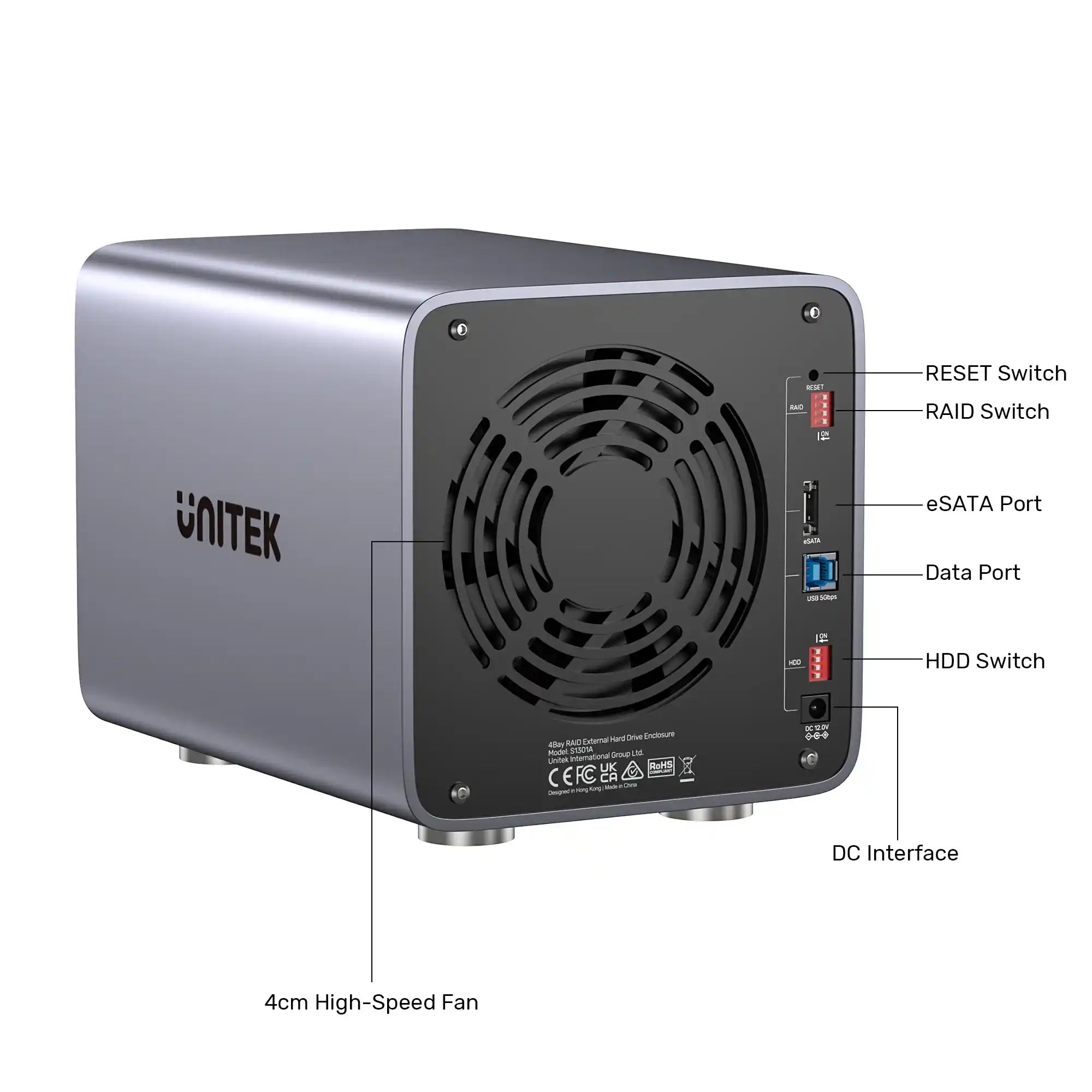 Buy Unitek S1301AGY01-EU 4 Bay RAID External Hard Drive Enclosure Vmart in Pakistan