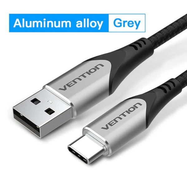 Vention CODHF Cotton Braided USB 2.0 A Male to C Male 3A Cable Gray Aluminum Alloy Type 1m