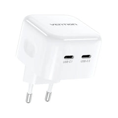 Vention FBPW0 2-Port USB-C 35W GaN Charger EU White