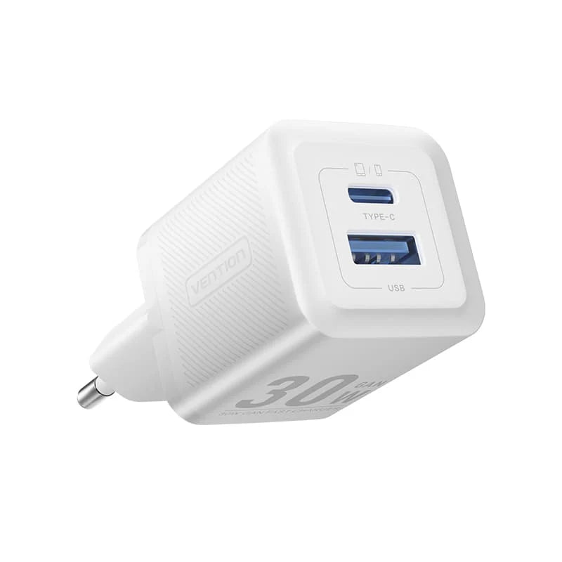 Vention FEQ 2-Port USB (C+A) GaN Charger (30W/30W) EU Plug