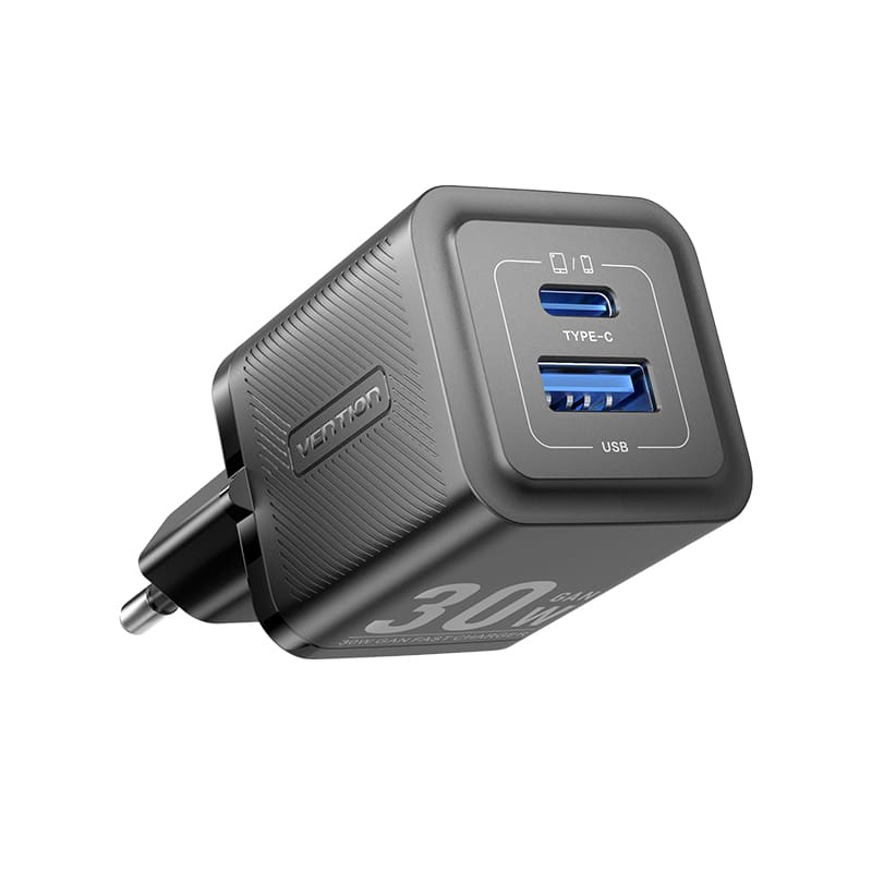 Vention FEQ 2-Port USB (C+A) GaN Charger (30W/30W) EU Plug