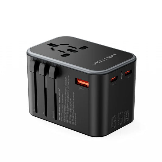 Buy Vention FJDB0 3-Port USB (C+C+A) GaN Universal Travel Adapter (65W/65W/30W) Black from Vmart in Pakistan