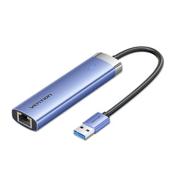 Vention TGFSB USB 3.0 to USB 3.0 x 3/RJ45/USB-C Hub Blue 0.15m