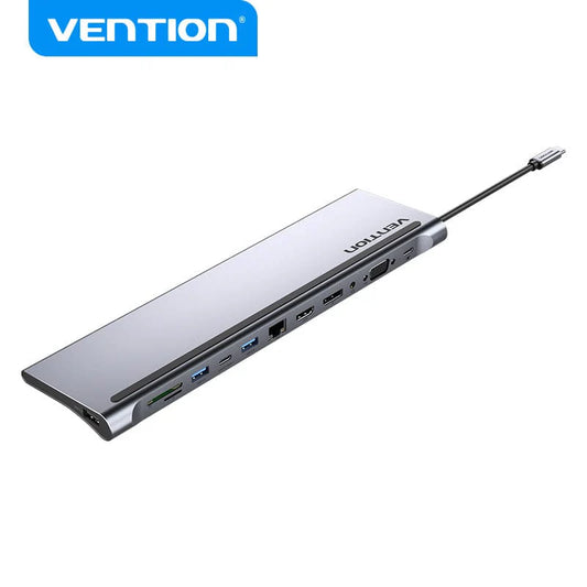 Buy Vention THSHC Multi-function USB-C to DP/HDMI/VGA/USB-C Gen 1/USB 3.0x2/USB 2.0/RJ45/SD/TF/TRRS 3.5mm/PD Docking Station Gray 0.25m from Vmart in Pakistan