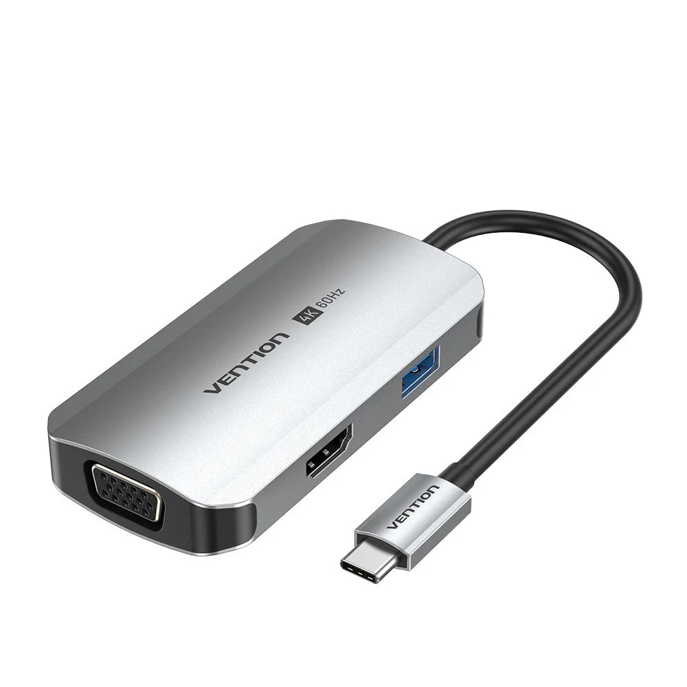 Vention TQAHB USB-C to HDMI/VGA/USB 3.0/PD Docking Station Gray 0.15m