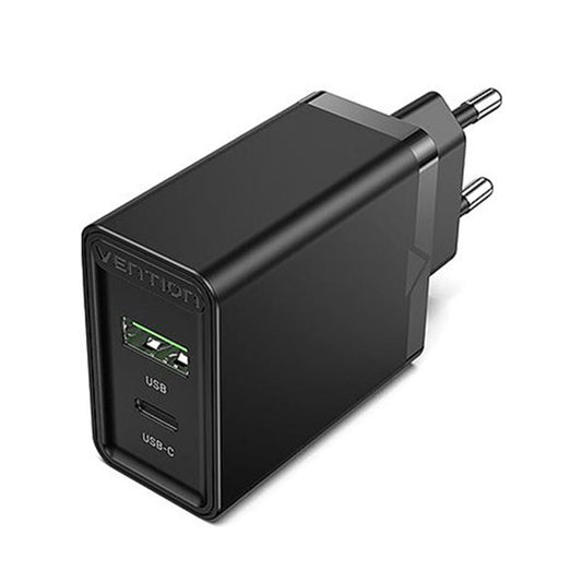 Buy Vention FBBB0 Two Port USB(A+C) Wall Charger (18W/20W) EU Plug Black from Vmart in Pakistan