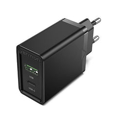 Vention FBBB0 Two Port USB(A+C) Wall Charger (18W/20W) EU Plug Black