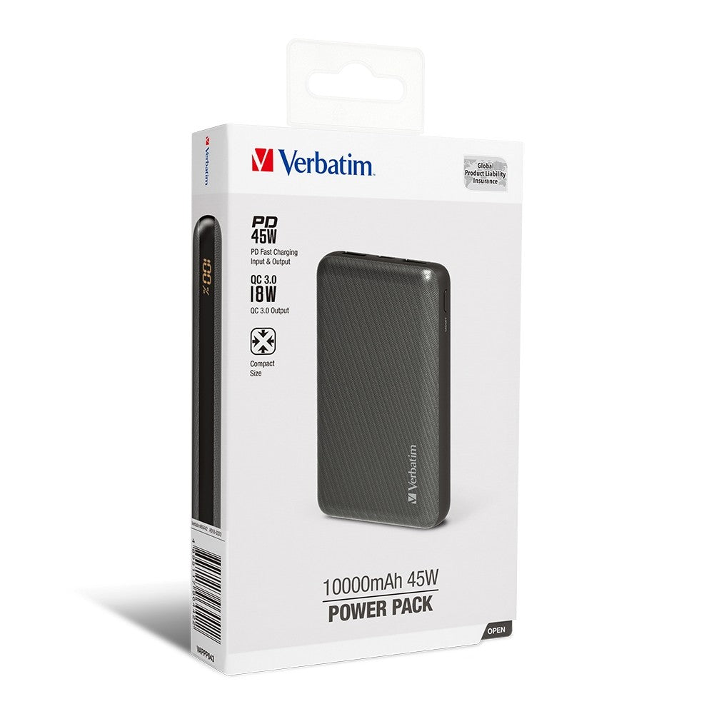 Verbatim 10000mAh 45W Power Pack - Grey