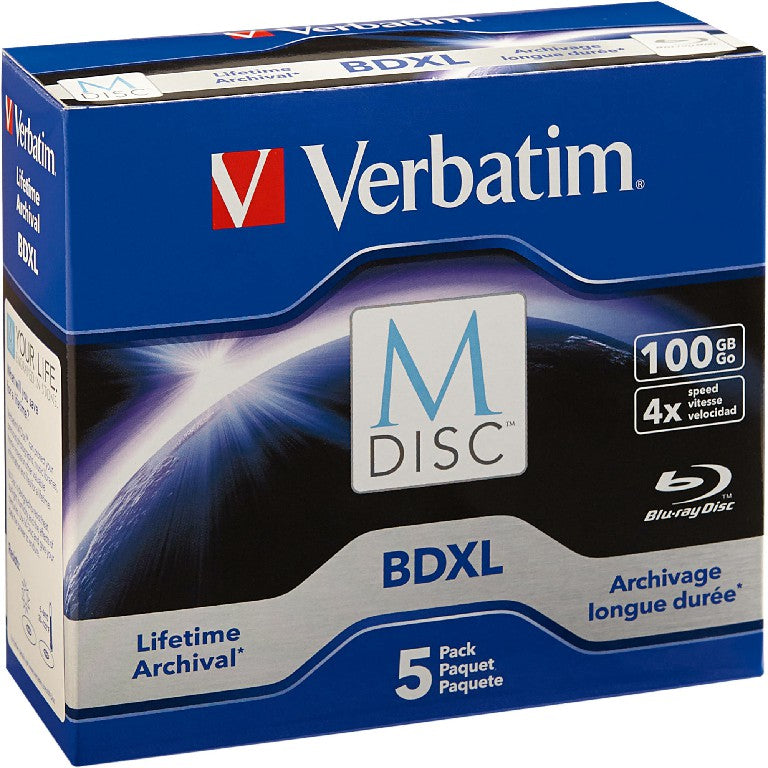 Verbatim M Disc BDXL 100GB 4X with Branded Surface – 5pk Jewel Case