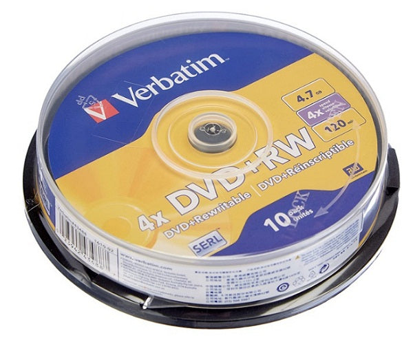 Verbatim 43488 DVD+RW 4.7Gb 4X Spindle 10pk