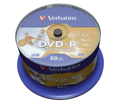 Verbatim 43533 4.7GB 16x DVD-R Printable - 50pk Spindle