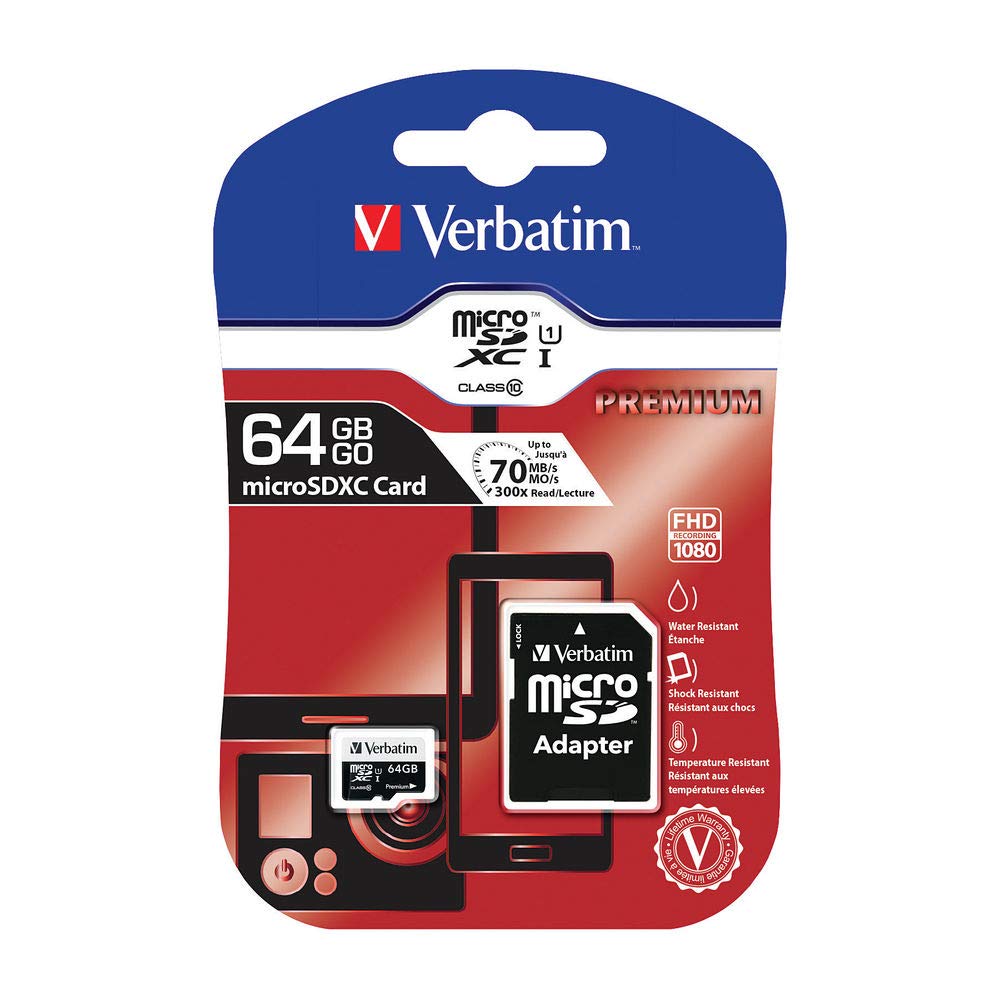 Verbatim 64GB Premium microSDXC Memory Card with Adapter