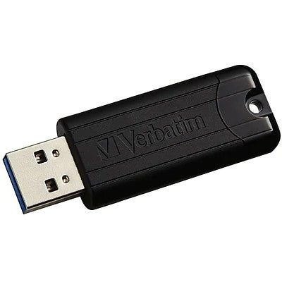 Verbatim 49319 128GB PinStripe USB 3.0 Flash Drive - Black