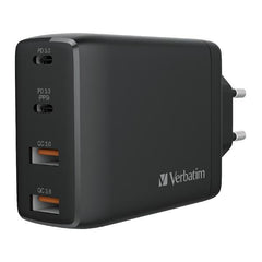 Verbatim 66545 4 Port 100W PD 3.0 &amp; QC 3.0 GaN USB Charger EU Plug Black