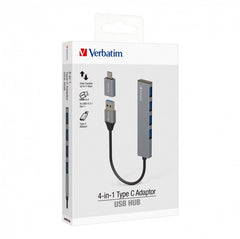 Verbatim 66627 4-in-1 USB 3.1 Hub with Type C Adaptor