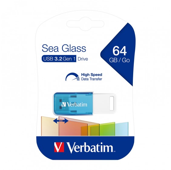 Verbatim 66695 64GB Store 'n' Go Sea Glass USB3.2 Gen1 Drive - Blue