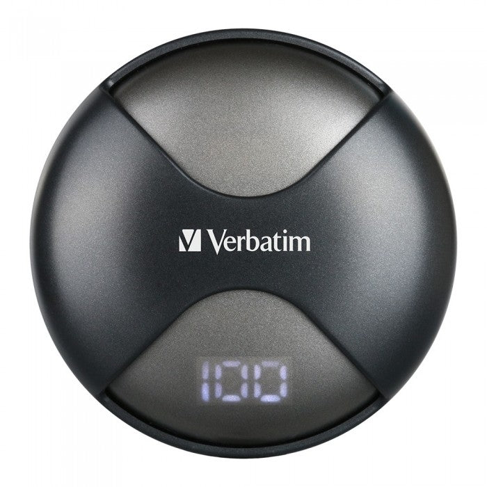 Verbatim 66348 Bluetooth 5.0 IPX6 Truly Wireless Earbuds With Digital Charging Case - Black