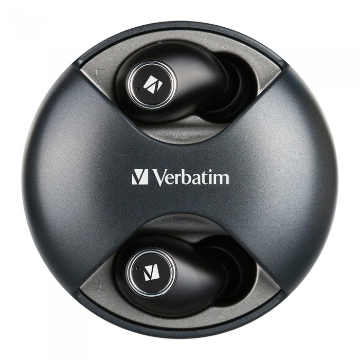 Verbatim 66348 Bluetooth 5.0 IPX6 Truly Wireless Earbuds With Digital Charging Case - Black