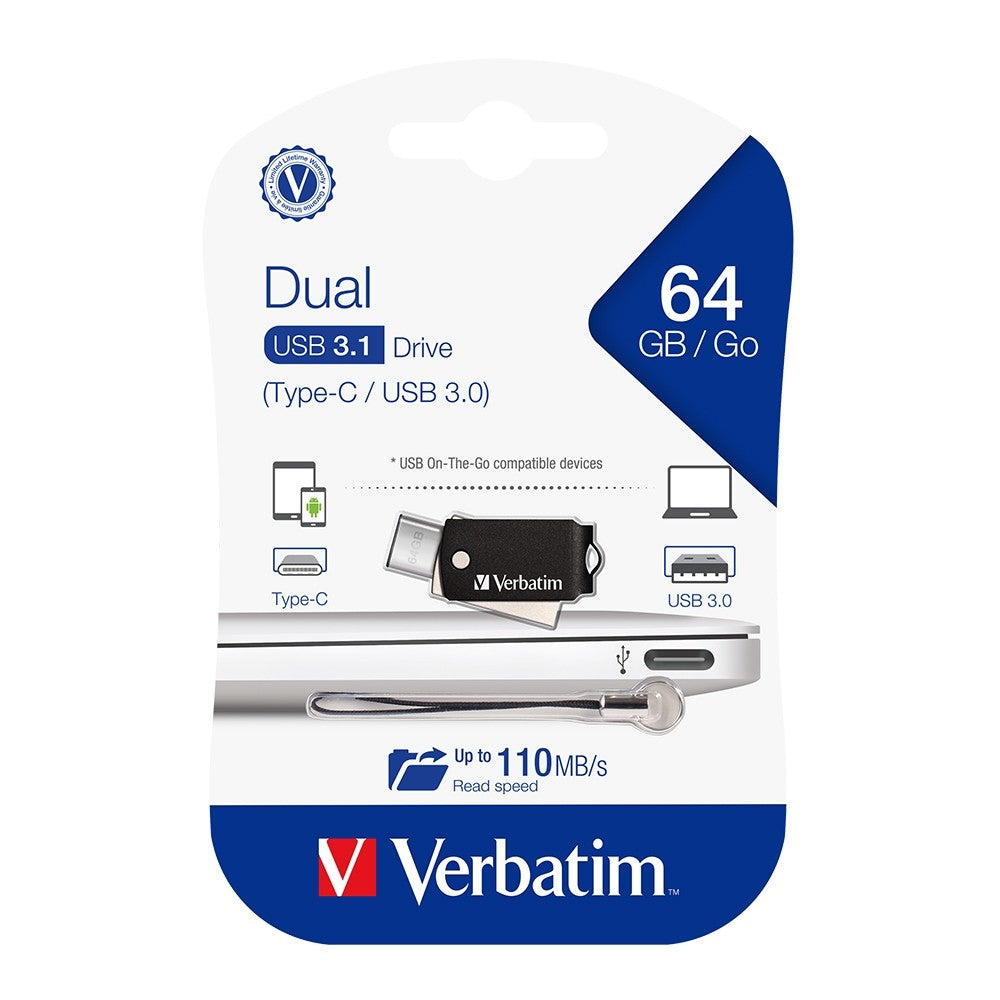 Verbatim 64906 Store'n'Go USB 3.1 Type-C OTG Drive 64GB