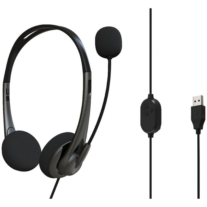 Verbatim USB Headset With Boom Mic Grey