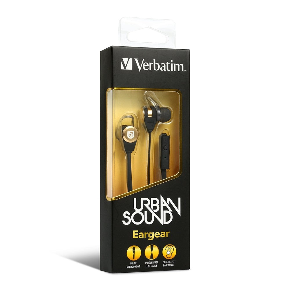 Verbatim 66120 Urban Sound Wired Earphones - Black, Gold