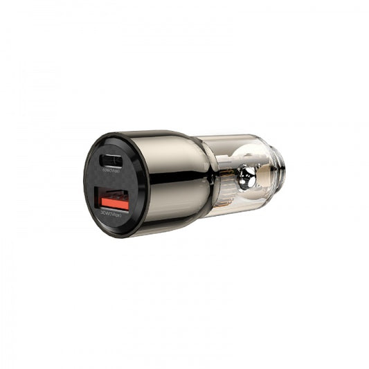 Buy WiWU WI-QC012 95W PD+QC Kirsite Geek Fast Car Charger USB+TYPE C - Transparent Black from Vmart in Pakistan