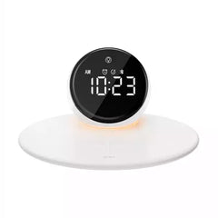 WiWU WI-W017 15W Wireless Charger With Digital Alarm Clock And Bluetooth Speaker - White