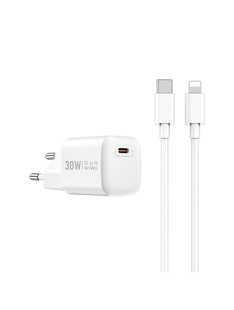 WiWU Wi-U006 C-L 30W PD Fast Charger EU with USB C to Lightning