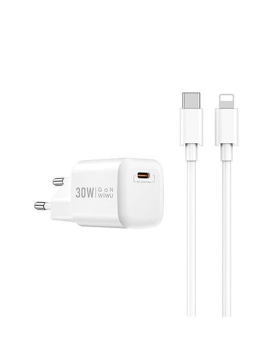 Buy WiWU Wi-U006 C-L 30W PD Fast Charger EU with USB C to Lightning from Vmart in Pakistan