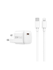 WiWU Wi-U006 C-L 30W PD Fast Charger EU with USB C to Lightning