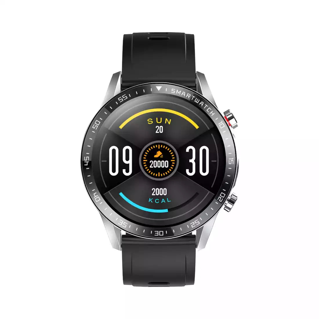 Yolo Fortuner Calling Smart Watch - Chrome Silver with Charcoal Black