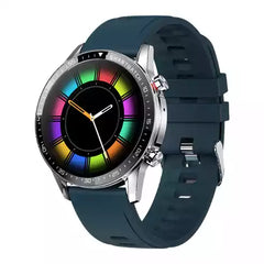 Yolo Fortuner Calling Smart Watch - Chrome Silver with Moss Blue