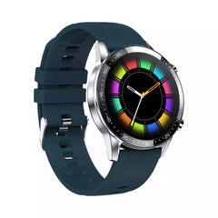 Yolo Fortuner Calling Smart Watch - Chrome Silver with Moss Blue