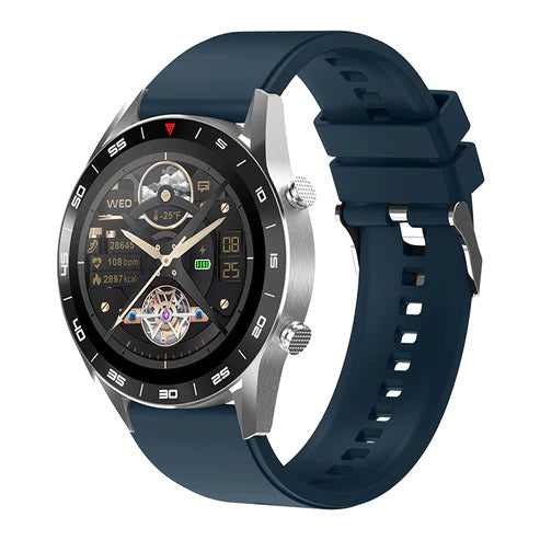 Yolo Fortuner Pro Smart Watch - Chrome Silver with Denim Blue