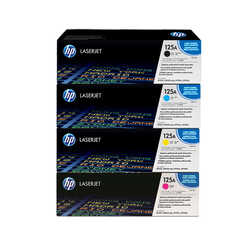 HP 125A 4 Color Black/Cyan/Magenta/Yellow Original Toner Cartridge Set