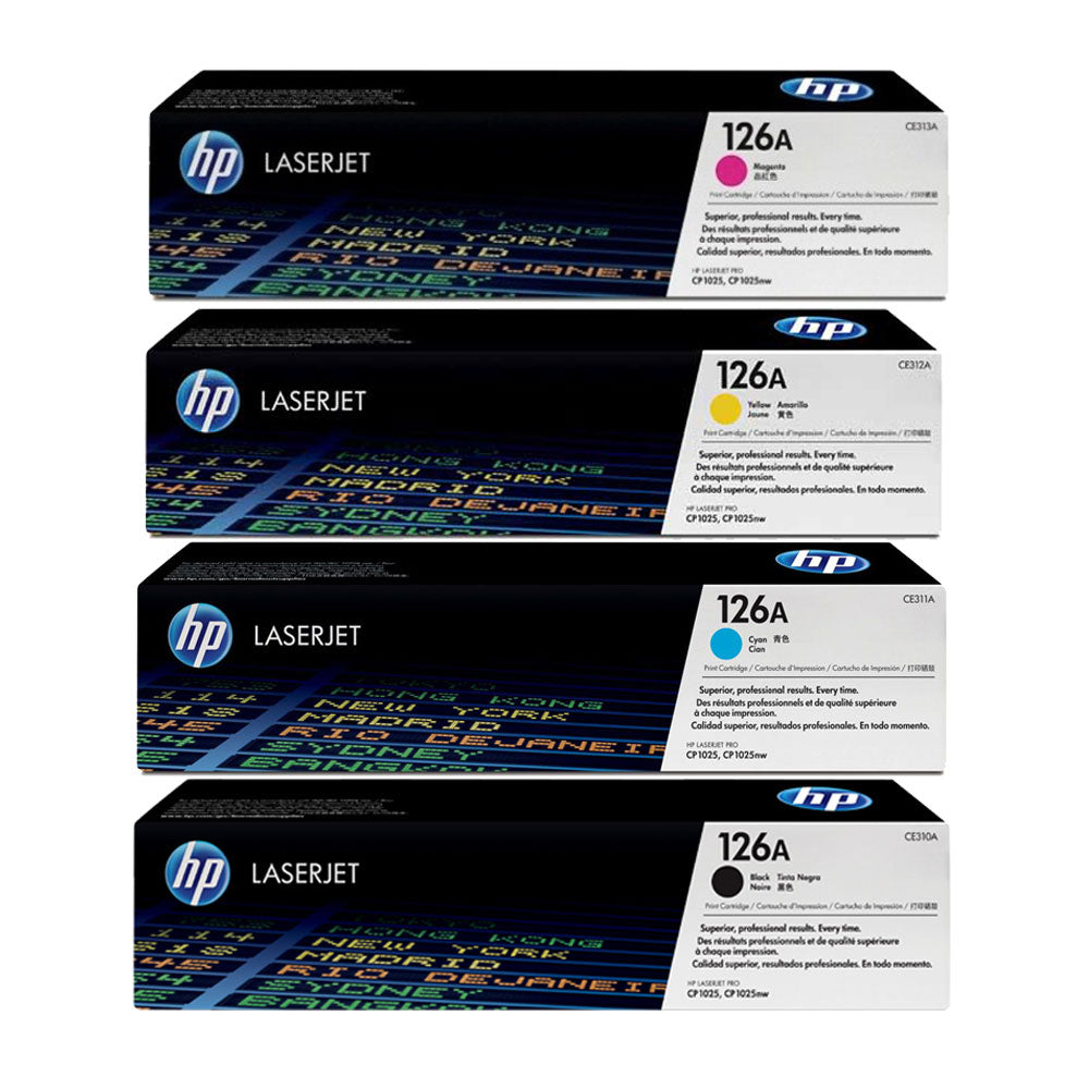 HP 126A 4 Color Black/Cyan/Magenta/Yellow Original Toner Cartridge Set