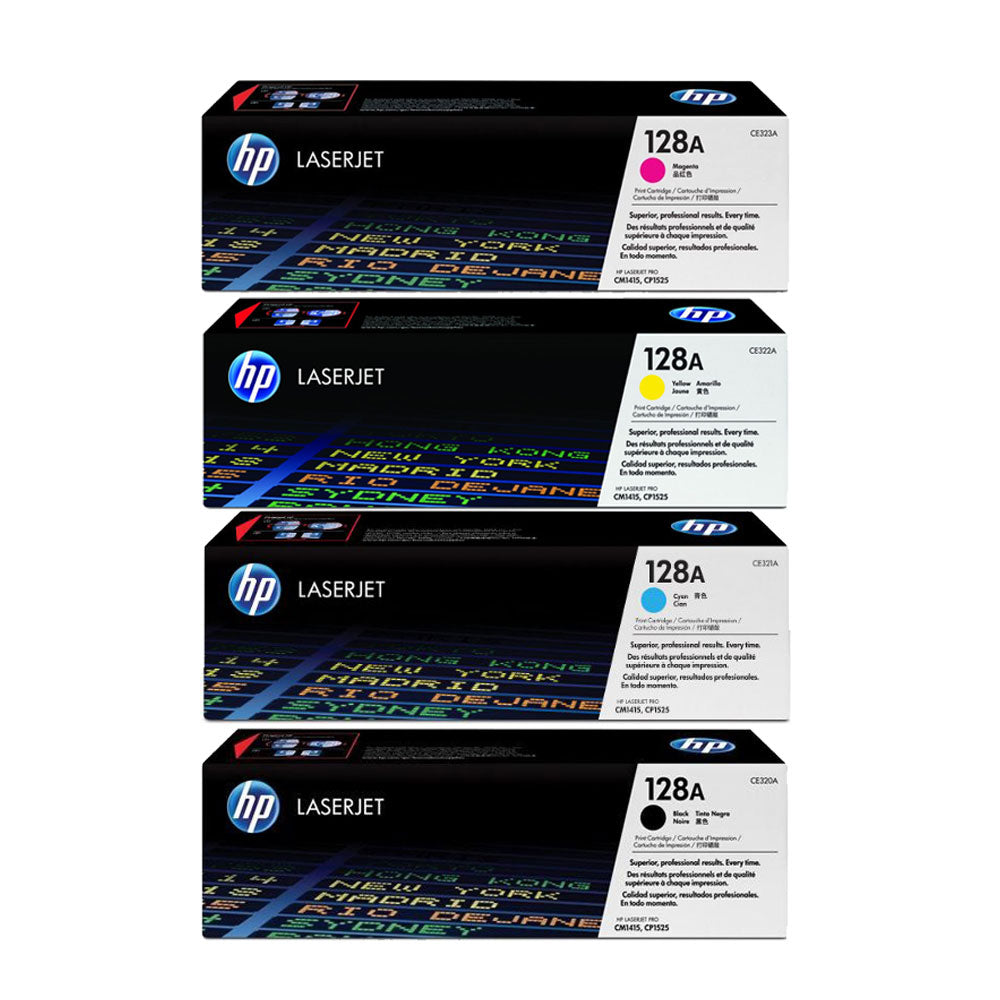 HP 128A 4 Color Black/Cyan/Magenta/Yellow Original Toner Cartridge Set