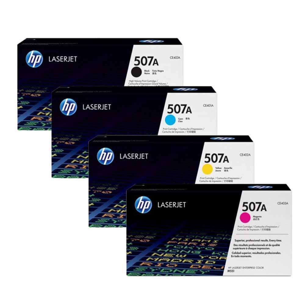 HP 507A 4 Color Black/Cyan/Magenta/Yellow Original Toner Cartridge Set