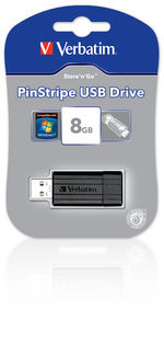 Verbatim Store'n'Go Pinstripe USB Drive 8GB (Black)