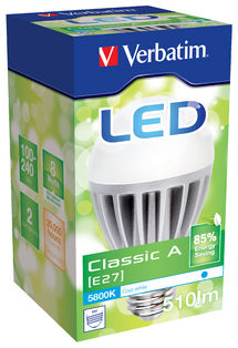 Verbatim LED Lamp Classic A E27 8W 5800K 510LM Cool White