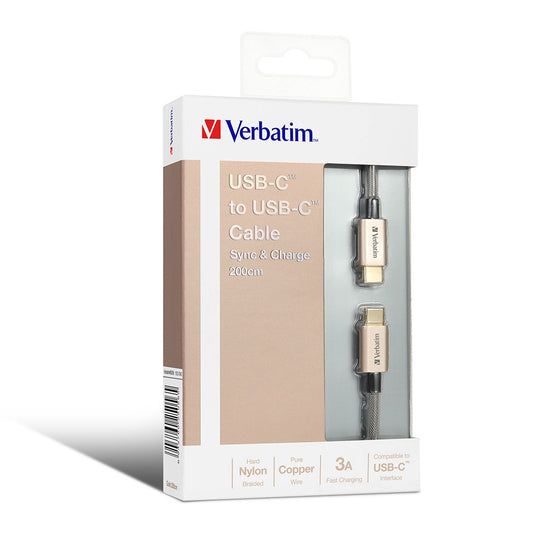 Buy Verbatim 65056 200cm Sync &amp; Charge USB-C to USB-C Cable - Gold from Vmart in Pakistan