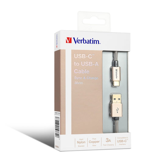 Buy Verbatim 65216 30cm Sync &amp; Charge USB-C to USB-A Cable - Gold from Vmart in Pakistan